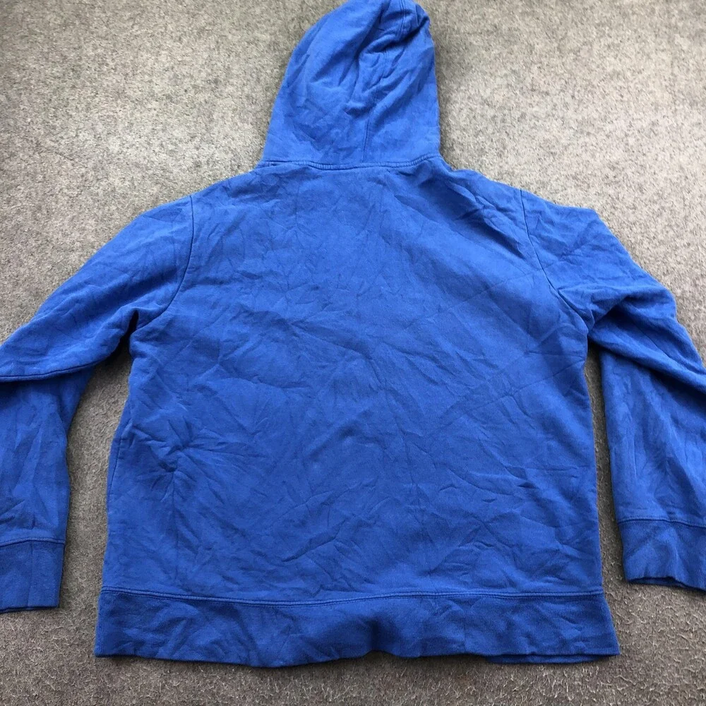 The North Face Hoodie Mens Large Blue Pullover Fleece Sweatshirt Big Logo Front